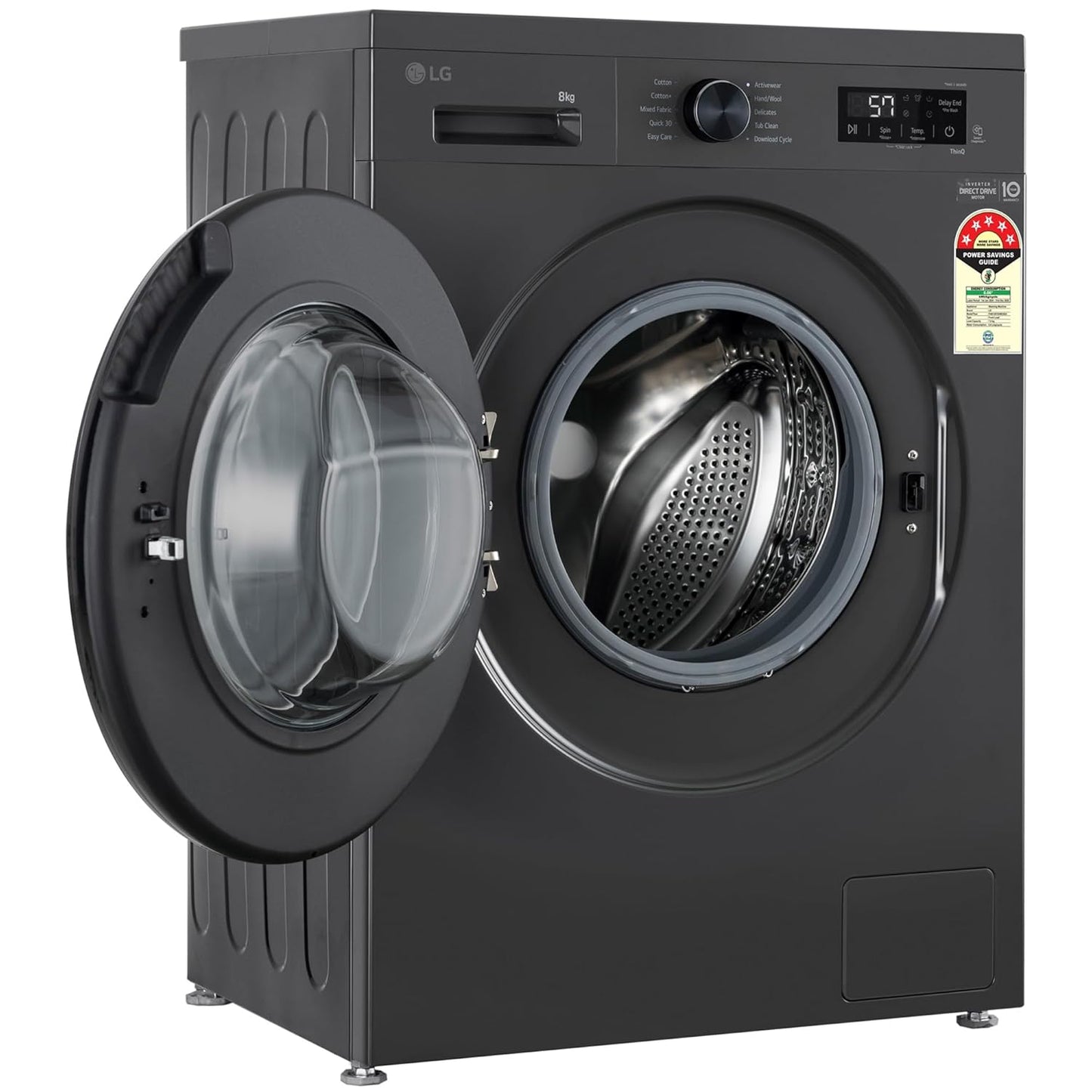 LG 8 Kg, 5 Star, Wi-Fi, Direct Drive Technology, Steam Wash, 6 Motion DD, Fully-Automatic Front Load Washing Machine (FHB1208Z4M, Allergy Care, In-Built Heater, Touch Panel, 2024 model, Middle Black)