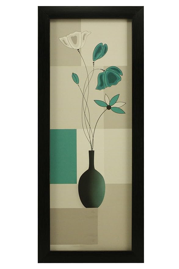 Indianara 3 Pc Set Of Floral Paintings Without Glass 5.2 X 12.5, 9.5 X 12.5, 5.2 X 12.5 Inch