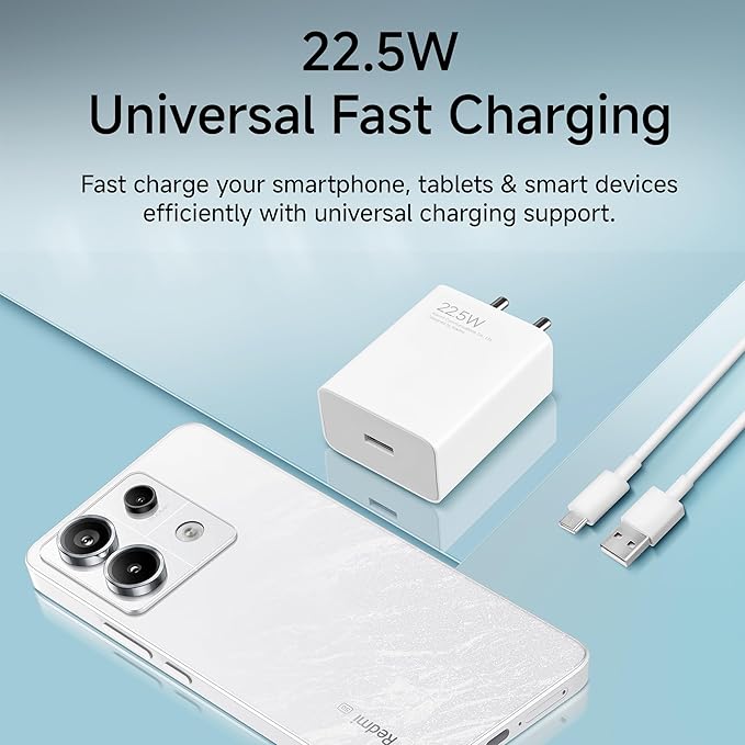 MI Xiaomi 22.5W Fast Charger with USB-C Cable, Quick Charge 3.0 Power Adapter Compatible with Redmi Note Series, Poco, Mi, Any Type C Devices - with Power Delivery (White)