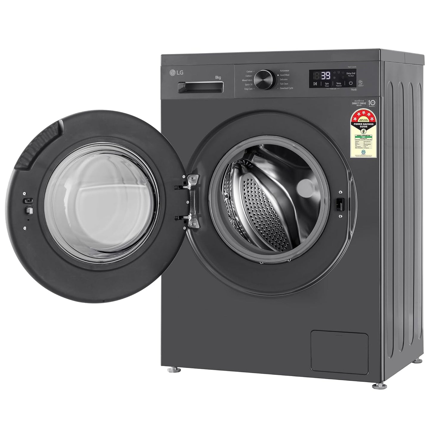 LG 8 Kg, 5 Star, Wi-Fi, Direct Drive Technology, Steam Wash, 6 Motion DD, Fully-Automatic Front Load Washing Machine (FHB1208Z4M, Allergy Care, In-Built Heater, Touch Panel, 2024 model, Middle Black)