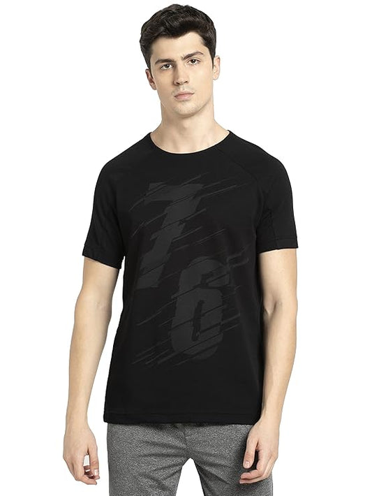 Jockey MV02 Men's Super Combed Cotton Blend Graphic Printed Round Neck Half Sleeve Slim Fit T-Shirt with Stay Fresh Treatment