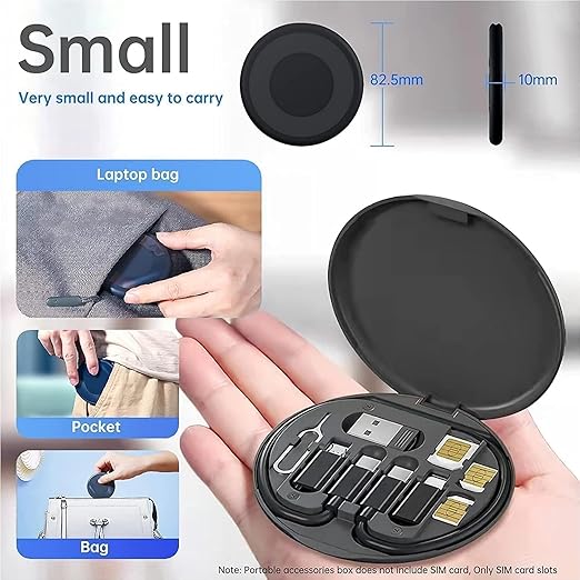 NOCXTUN Multifunctional Data Cable Conversion Head Portable Storage Box, Multi-Type Charging Line Convertor USB Type C Adapter Tool Contains Sim Card Slot Tray Eject Pin, Phone Holder (Multi-Colour)