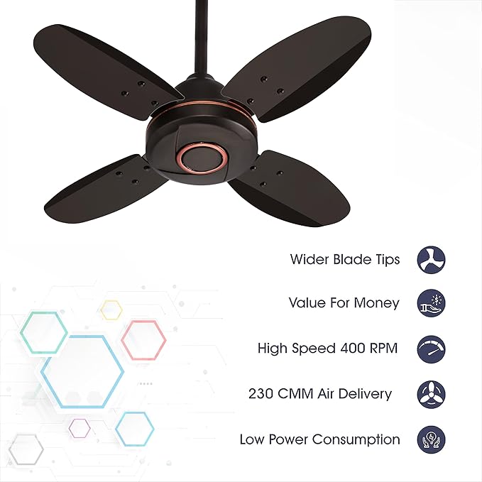 ACTIVA ORNET High Speed 850 RPM 4 Blades (600MM) Anti DUST Coating Ceiling Fan 2 Year Warranty (Smoke Brown)