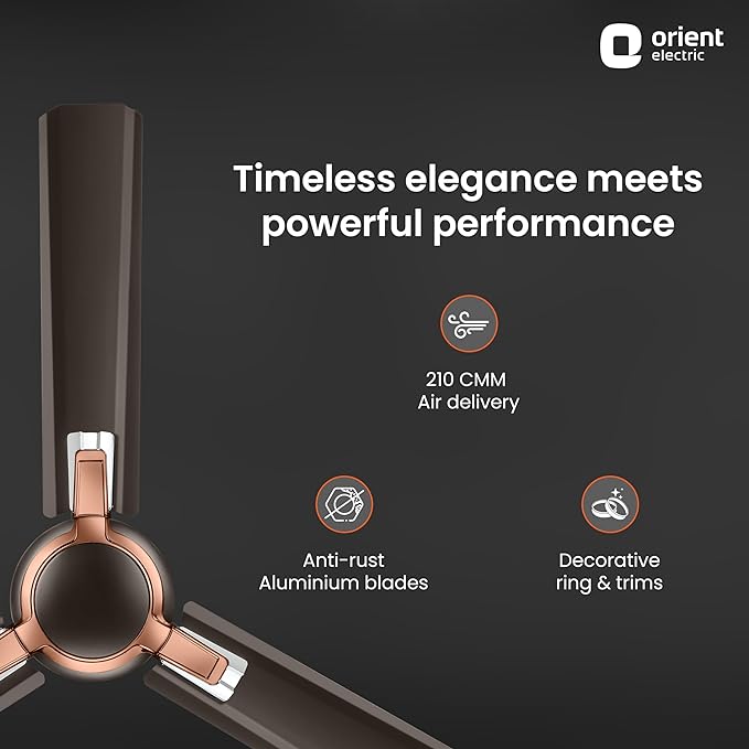 Orient Electric Apex Prime with 5 Years warranty by Orient | Strong & Decorative Ceiling Fan for Home| 1200mm BEE Star Rated Energy Efficient Ceiling Fan | Anti-Rust & Long-lasting | Smoke Brown