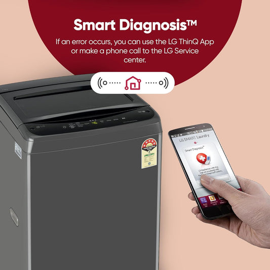 LG 7 Kg 5 Star Smart Inverter Technology Fully Automatic Top Load Washing Machine (2025 Model, T70VBMB1Z, Auto Prewash, Turbodrum, Stainless Steel drum, LED Display, Smart Diagnosis Middle Black)