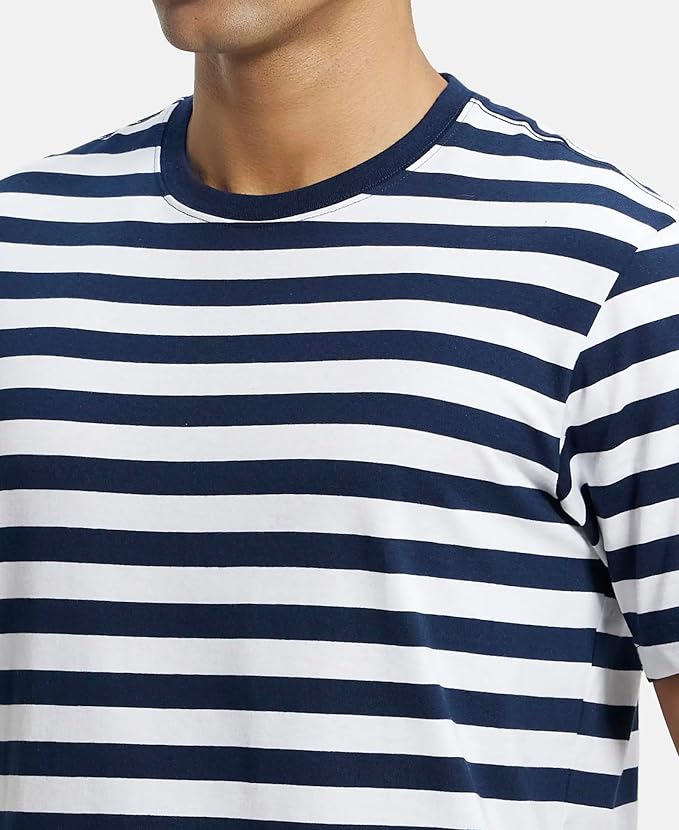 Jockey 2715 Men's Super Combed Cotton Rich Striped Round Neck Half Sleeve T-Shirt