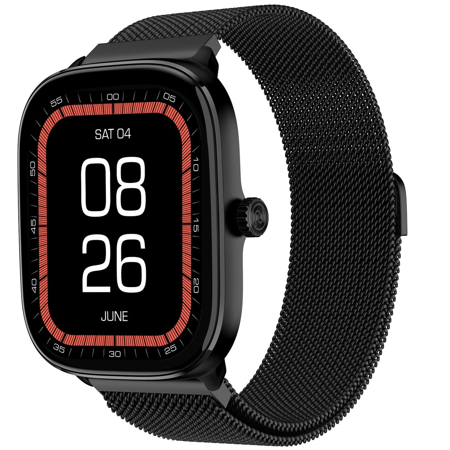 Noise New Macro Smart Watch with 2.0” HD Display,Metallic Finish BT Calling, Functional Crown, 7 Days Battery Life, Sleep Tracking, 200+ Watch Faces (Elite Black)