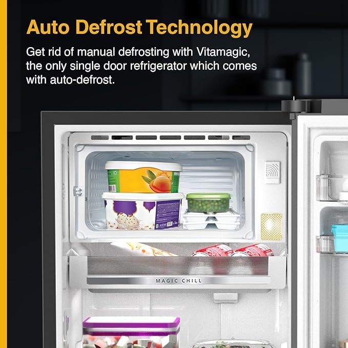 Whirlpool 192 L 3 Star Vitamagic PRO Frost Free Direct-Cool Single Door Refrigerator (215 VMPRO PRM 3S RADIANT STEEL-Z Fridge, Silver, Auto Defrost Technology)
