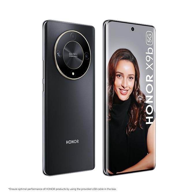 HONOR X9b 5G (Midnight Black, 8GB + 256GB) | India's First Ultra-Bounce Anti-Drop Curved AMOLED Display | 5800mAh Battery | 108MP Primary Camera | Without Charger