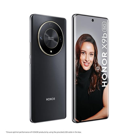 HONOR X9b 5G (Midnight Black, 8GB + 256GB) | India's First Ultra-Bounce Anti-Drop Curved AMOLED Display | 5800mAh Battery | 108MP Primary Camera | Without Charger