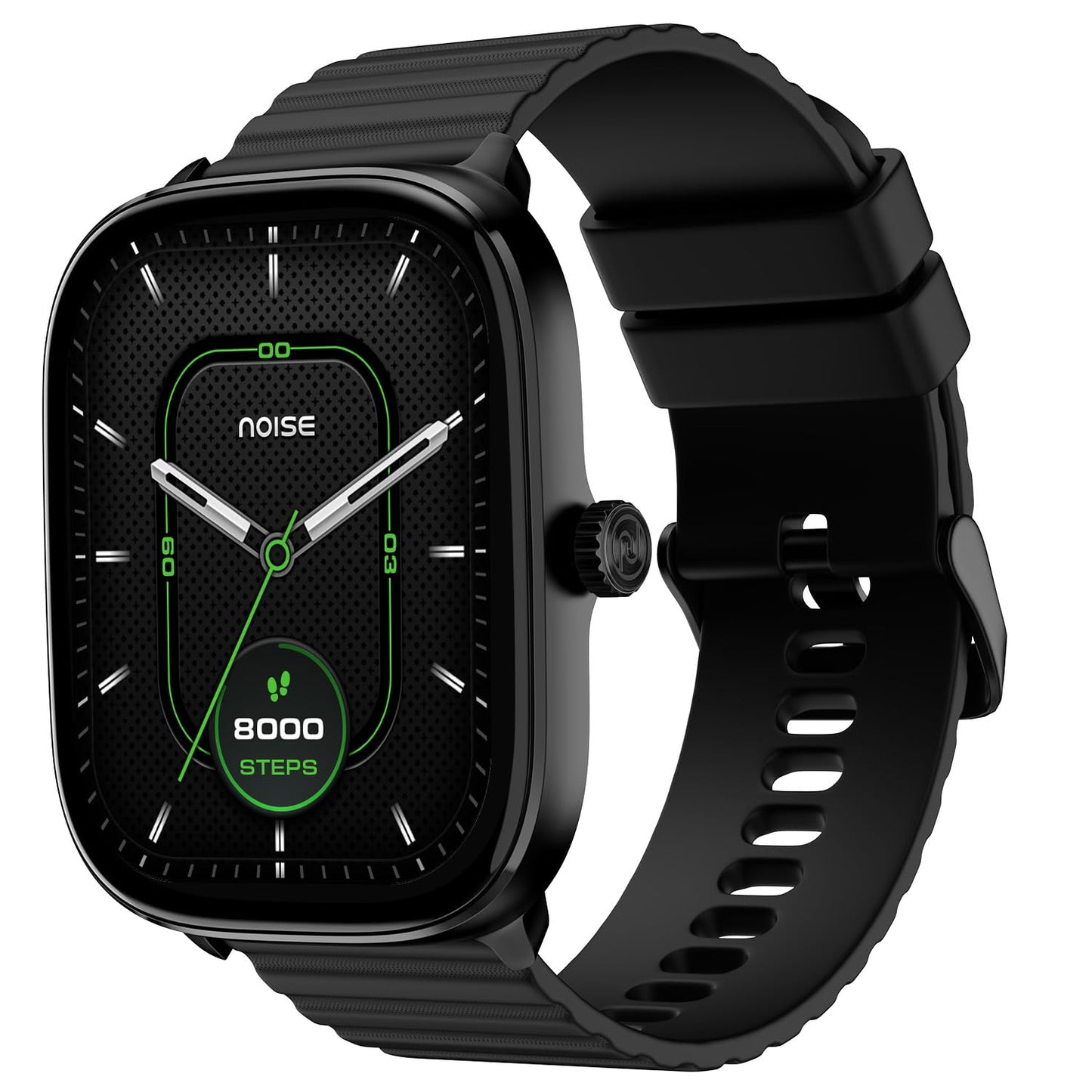 Noise New Macro Smart Watch with 2.0” HD Display,Metallic Finish BT Calling, Functional Crown, 7 Days Battery Life, Sleep Tracking, 200+ Watch Faces (Elite Black)