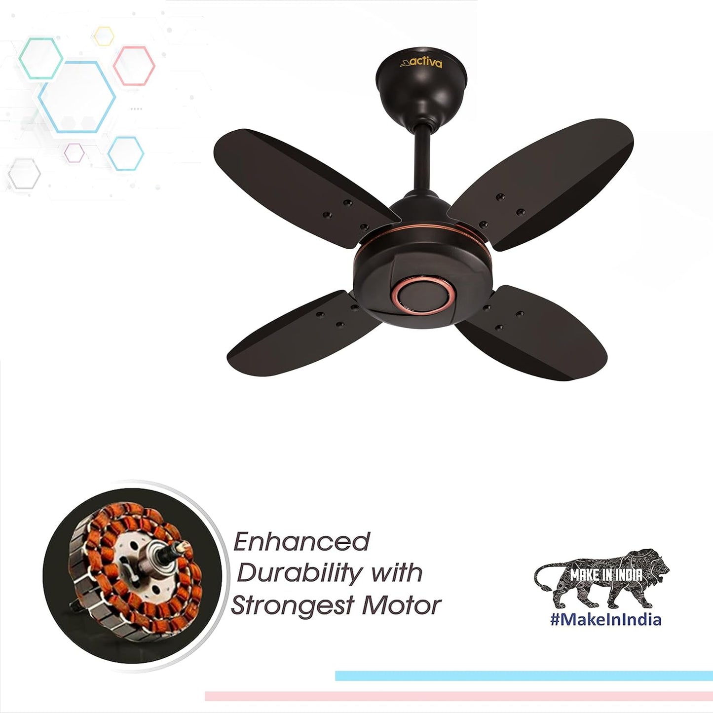 ACTIVA ORNET High Speed 850 RPM 4 Blades (600MM) Anti DUST Coating Ceiling Fan 2 Year Warranty (Smoke Brown)