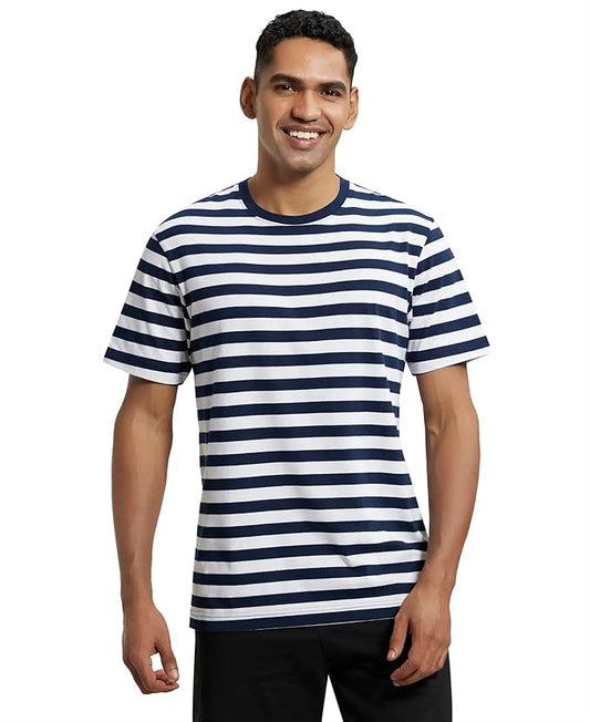 Jockey 2715 Men's Super Combed Cotton Rich Striped Round Neck Half Sleeve T-Shirt