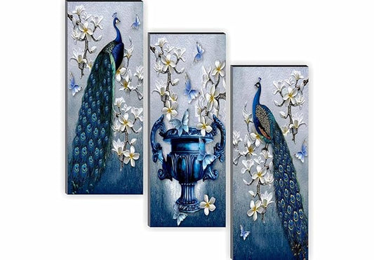 SAF paintings 6 MM MDF Peacock Designer Self Hanging Adhesive Digital Reprint 15 inch x 18 inch Painting SANFJ94-Multicolour