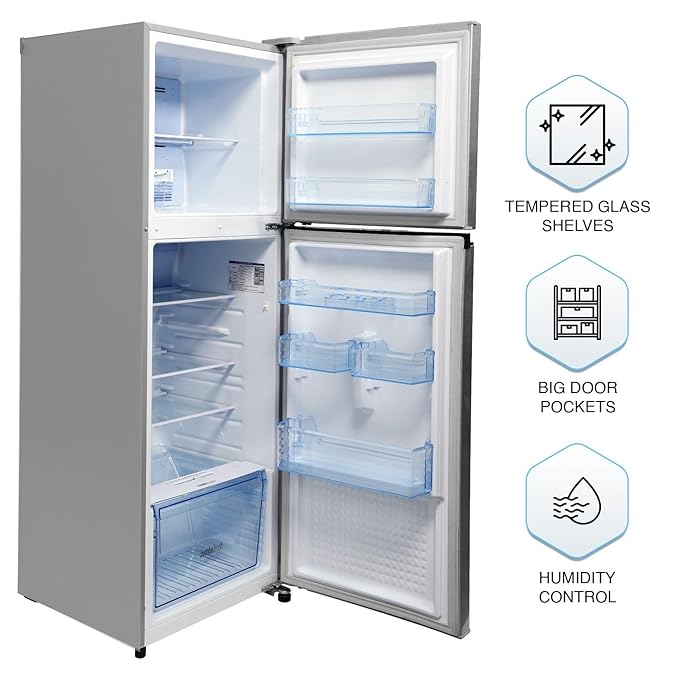 Panasonic 260 L Double Door 2 Star AI Enabled Inverter Technology Frost Free Refrigerator (NR-TH271BUSN, Shiny Silver, Jumbo Fresh Vegetable Basket, Net Capacity 237L)