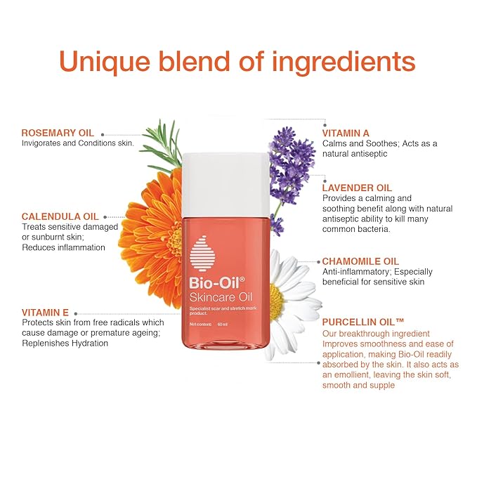 Bio-Oil Original Skincare Oil suitable for Stretch Marks | Scar Removal | Uneven Skin Tone | Vitamin E | All Skin Types | 60ml