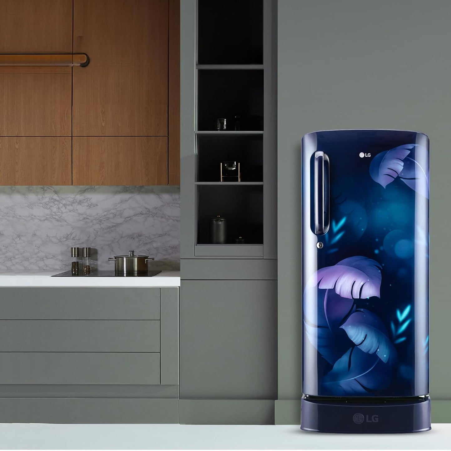 LG 185 L 5 Star Direct Cool Smart Inverter Compressor Single Door Refrigerator (GL-D201ABIU, Blue ILAN, Moist N Fresh, Auto Smart Connect with Base Stand Drawer)