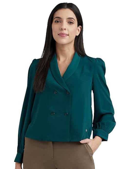 Allen Solly Women's Solid Regular Fit Blouse