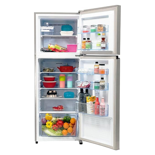 Panasonic 260 L Double Door 2 Star AI Enabled Inverter Technology Frost Free Refrigerator (NR-TH271BUSN, Shiny Silver, Jumbo Fresh Vegetable Basket, Net Capacity 237L)