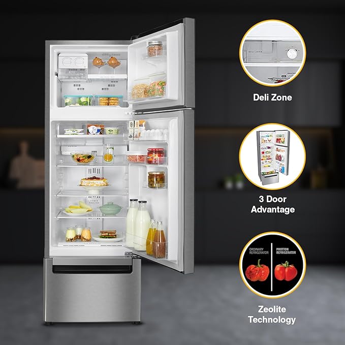 Whirlpool 300 L Frost-Free Triple-Door Refrigerator (FP 343D PROTTON ROY, Steel Onyx, Double Door Refrigerator Space)
