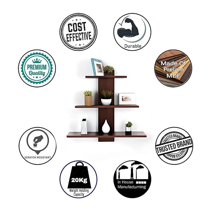 Dime Store Wall Decor Wall Shelves for Home Decor Items, Living Room and Bedroom | Wall Mount Wooden Wall Shelf