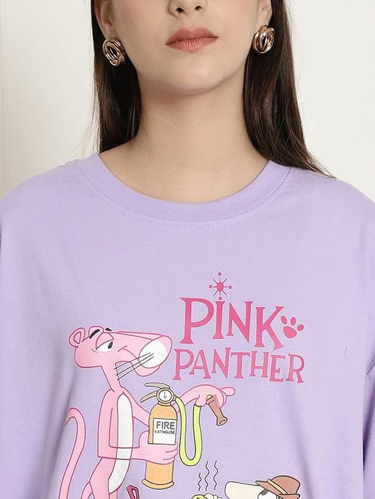 Fabflee Women's Casual Printed Round Neck, Oversized Style T-Shirt | Loose Fit Drop Shoulder | Soft Breathable Top, Trendy Wear | Trendy Graphic Tee