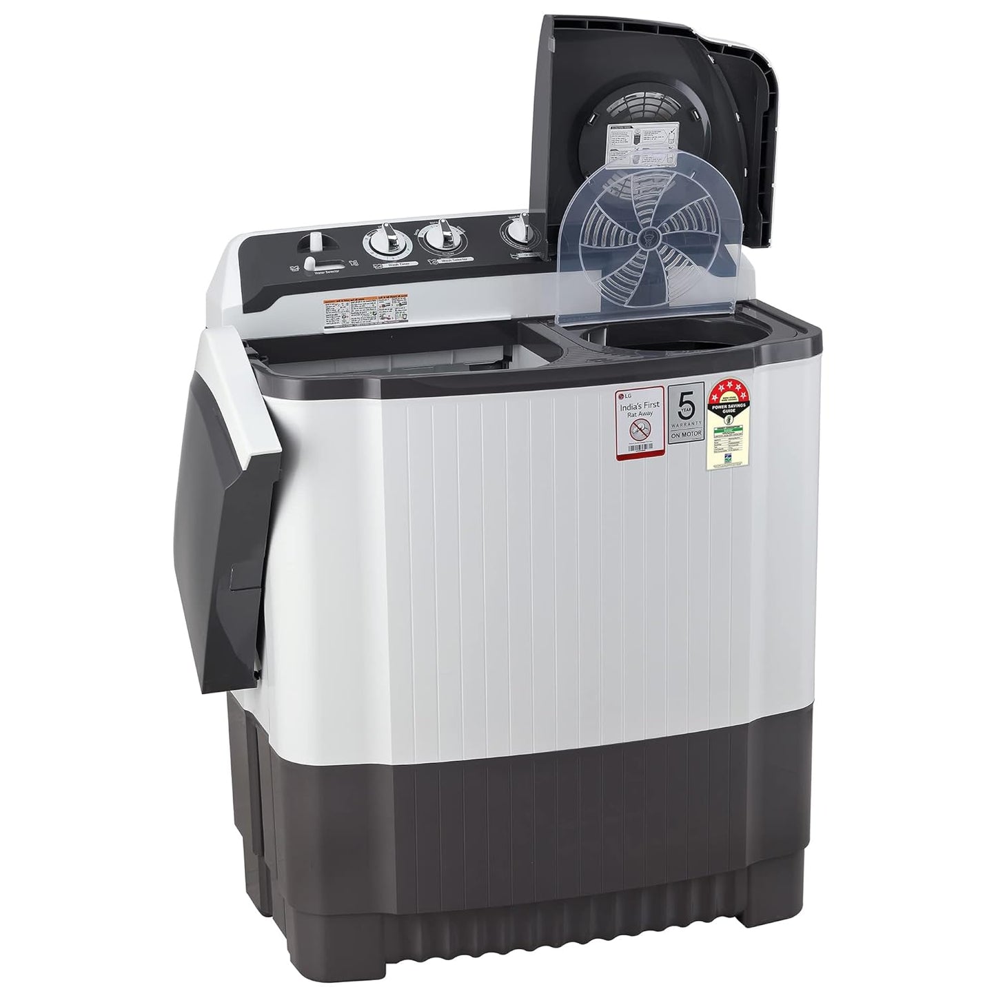 LG 7 Kg 5 Star Wind Jet Dry Semi-Automatic Top Loading Washing Machine (P7020NGAZ, Dark Gray, Rat Away Feature)