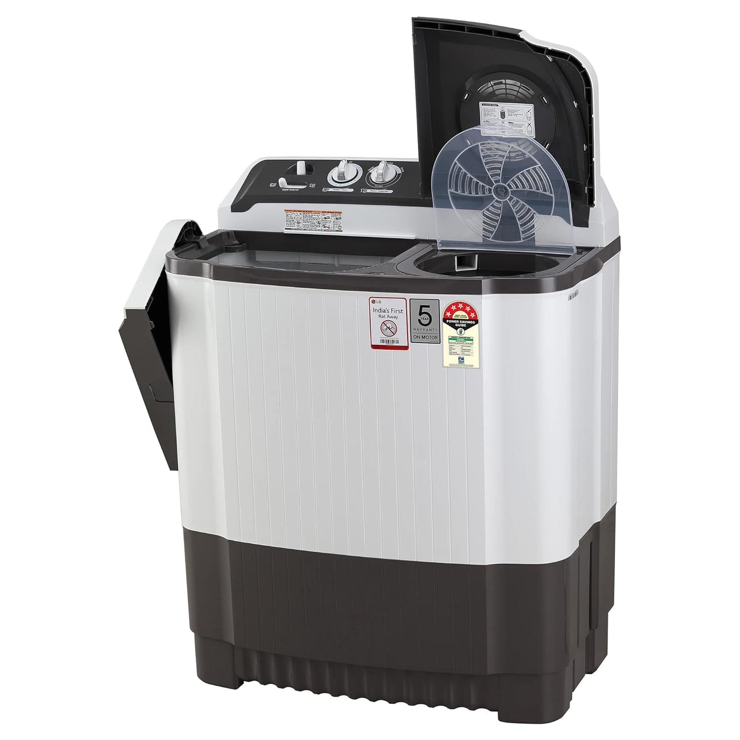 LG 7 Kg 5 Star Wind Jet Dry Semi-Automatic Top Loading Washing Machine (P7020NGAZ, Dark Gray, Rat Away Feature)