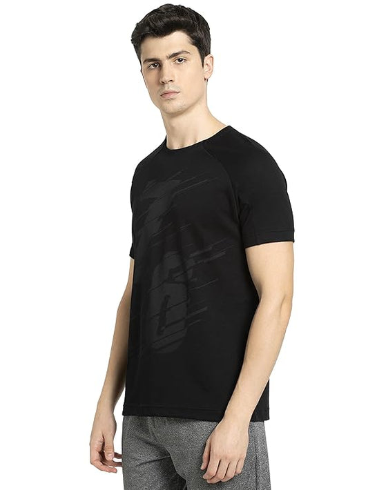 Jockey MV02 Men's Super Combed Cotton Blend Graphic Printed Round Neck Half Sleeve Slim Fit T-Shirt with Stay Fresh Treatment