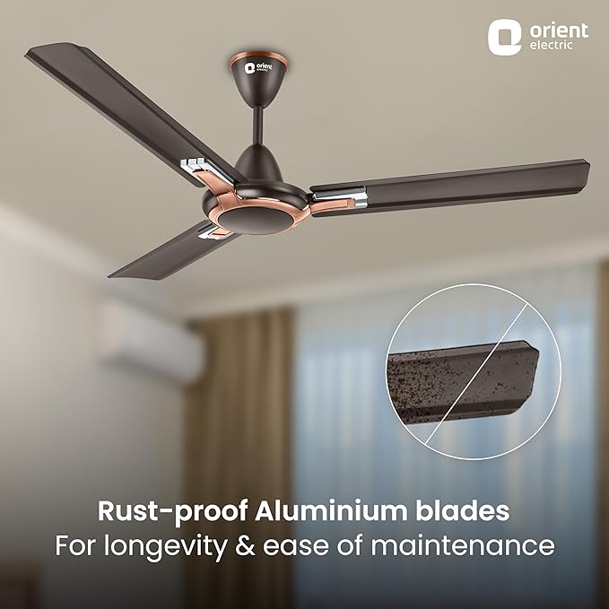 Orient Electric Apex Prime with 5 Years warranty by Orient | Strong & Decorative Ceiling Fan for Home| 1200mm BEE Star Rated Energy Efficient Ceiling Fan | Anti-Rust & Long-lasting | Smoke Brown
