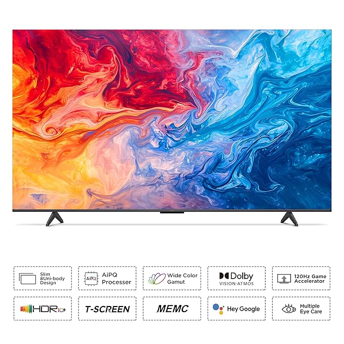 TCL 139 cm (55 inches) 4K Ultra HD Smart QLED Google TV 55P71B Pro (Black)