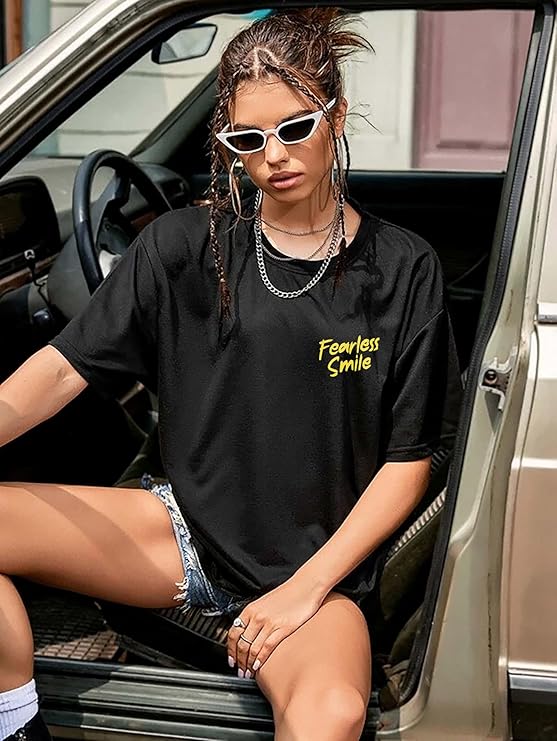 London Hills Women Printed Round Neck Oversized T-Shirt | Loose Fit Drop Shoulder T-Shirt Pack of 3