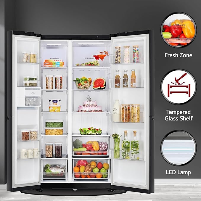 LG 655 L Frost Free Smart Inverter Double Door Side by Side Refrigerator (GL-B257HWBY, Western Black, Express Freezing | Multi Air-Flow)