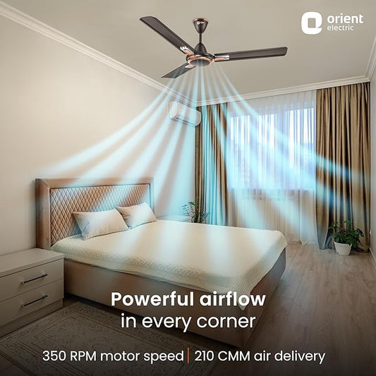 Orient Electric Apex Prime with 5 Years warranty by Orient | Strong & Decorative Ceiling Fan for Home| 1200mm BEE Star Rated Energy Efficient Ceiling Fan | Anti-Rust & Long-lasting | Smoke Brown