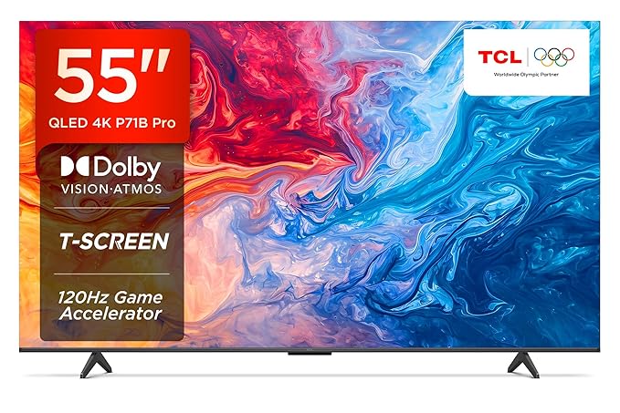 TCL 139 cm (55 inches) 4K Ultra HD Smart QLED Google TV 55P71B Pro (Black)