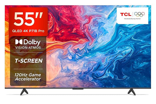 TCL 139 cm (55 inches) 4K Ultra HD Smart QLED Google TV 55P71B Pro (Black)