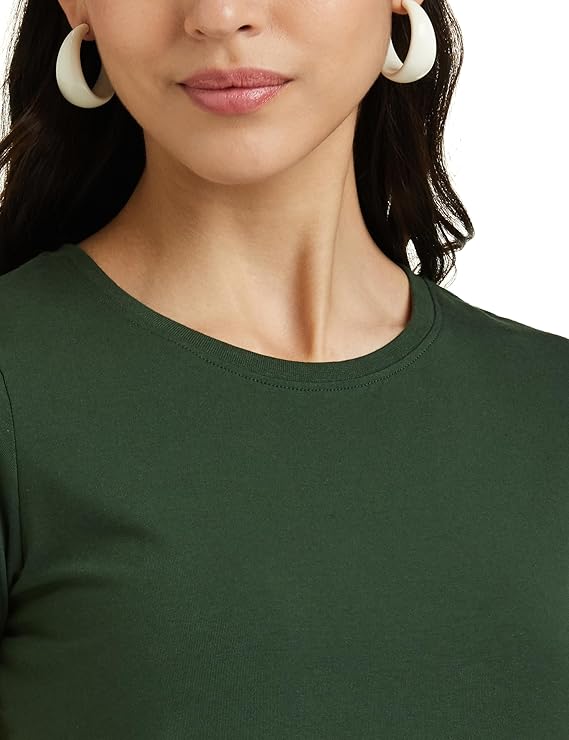 Women's Solid Cotton Stretch Half Sleeve Round Neck Regular Fit T-Shirt (Pack of 3)