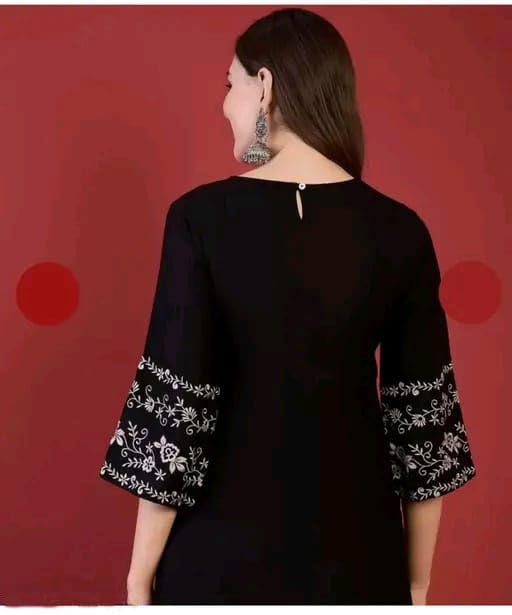 MAHIRA'S Comfort Short Kurti for Women | Indian Women's Tunics Tops | Rayon Top with 3/4 Designer Sleeves | Kurta Shirt Top for Ladies