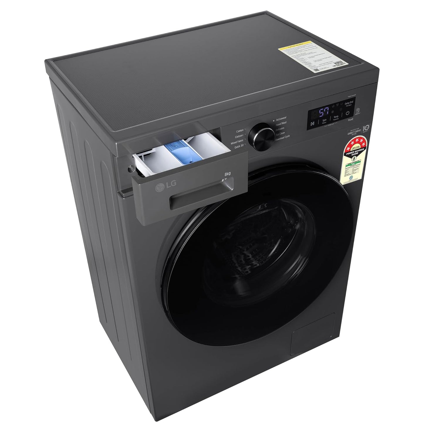 LG 8 Kg, 5 Star, Wi-Fi, Direct Drive Technology, Steam Wash, 6 Motion DD, Fully-Automatic Front Load Washing Machine (FHB1208Z4M, Allergy Care, In-Built Heater, Touch Panel, 2024 model, Middle Black)