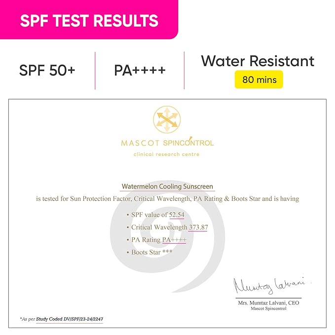 Dot & Key Watermelon Cooling Sunscreen SPF 50+ PA++++ | With Hyaluronic Acid, Instantly Cools Skin, Broad Spectrum Protection | Controls Excess Oil, Checks Tanning, No White Cast, All Skin Types | 50g