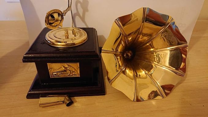 JaipurCrafts Premium Sparkle Square Gramophone Showpiece - 23 cm (Brass, Brown, Gold) (Black, Gold) (Black, Gold)