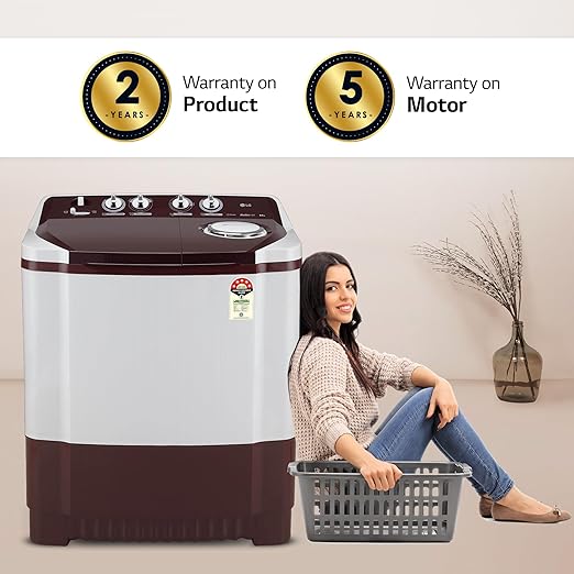 LG 8.5 kg 5 Star Semi-Automatic Top Load Washing Machine (P8530SRAZ, Burgundy, Roller Jet Pulsator)