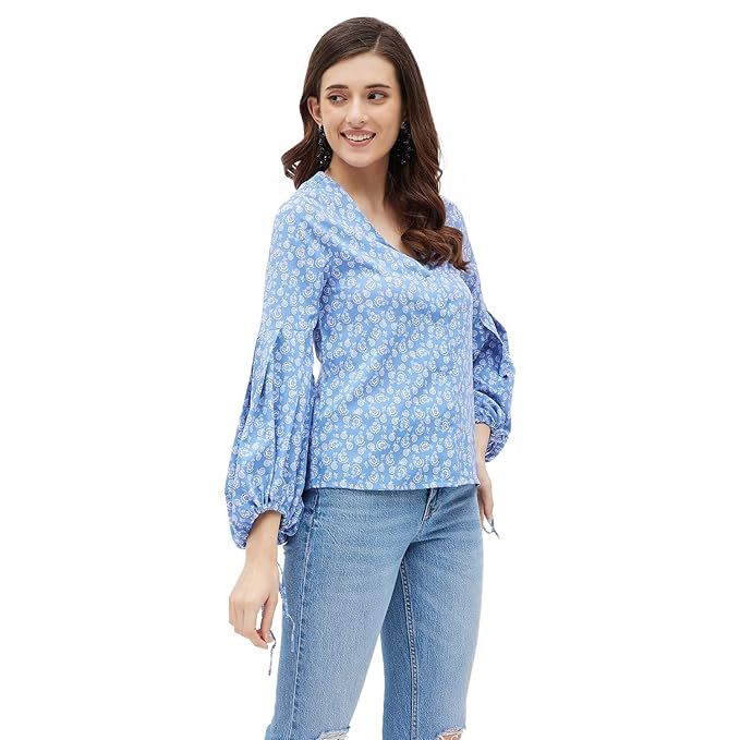 KIBO Women's Solid Lilac Organza Tie-Knot Shirt (LVT1176-A)