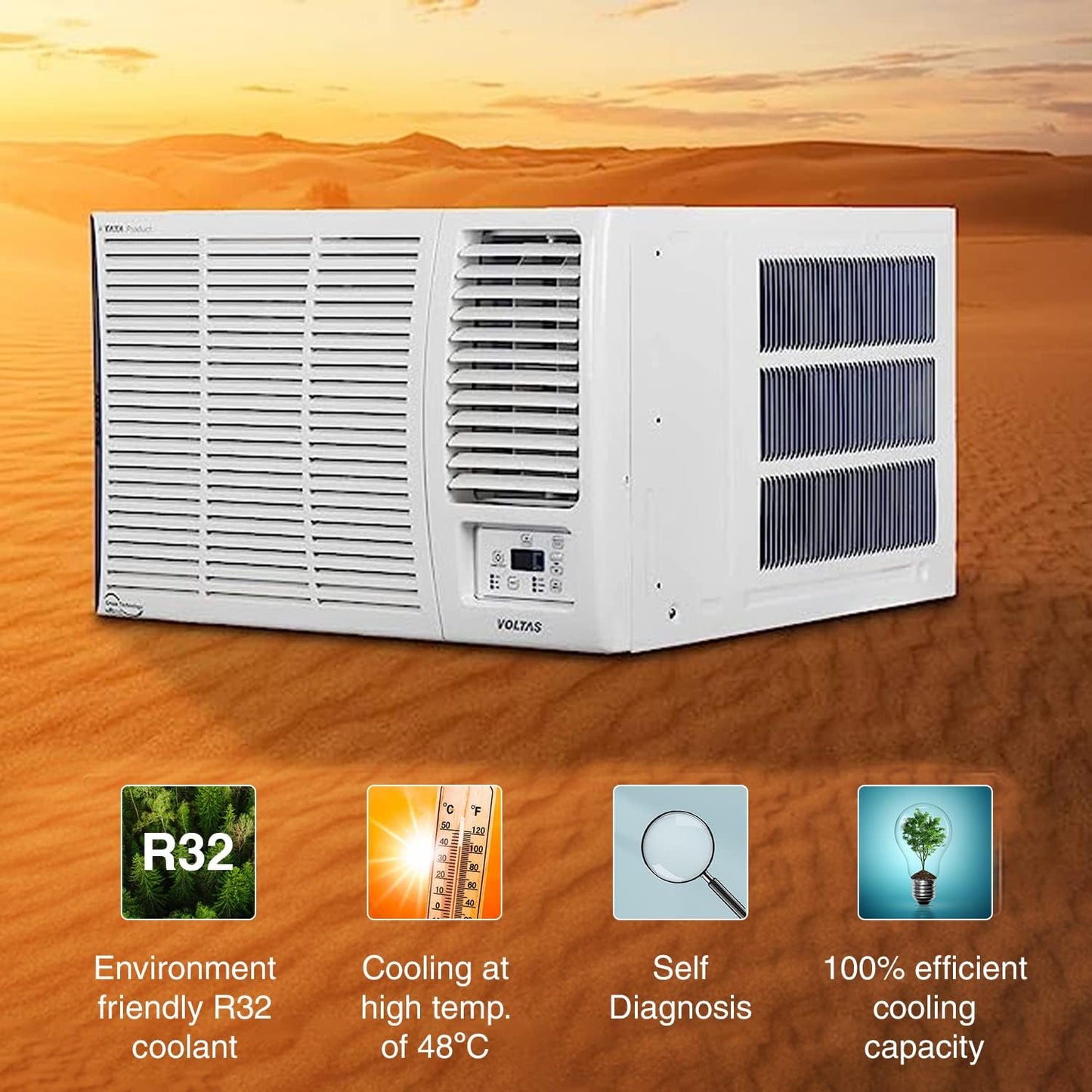 Voltas 1.5 Ton 3 Star, Turbo Mode Window AC (Copper Condenser, Anti-Rust Coating, Anti-Freeze Thermostat, AC 1.5T 183 Vectra Pearl, White)