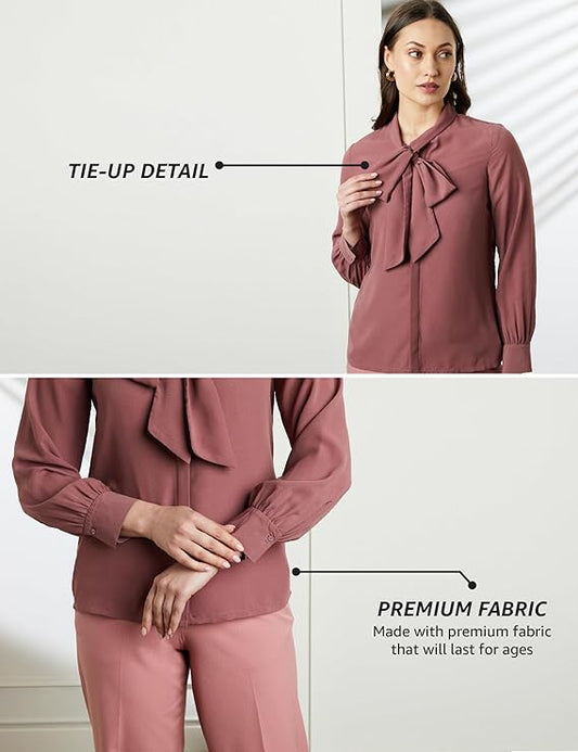 Premium Women's 'Desk-to-Dinner' Bow Tie Top (Regular Fit)