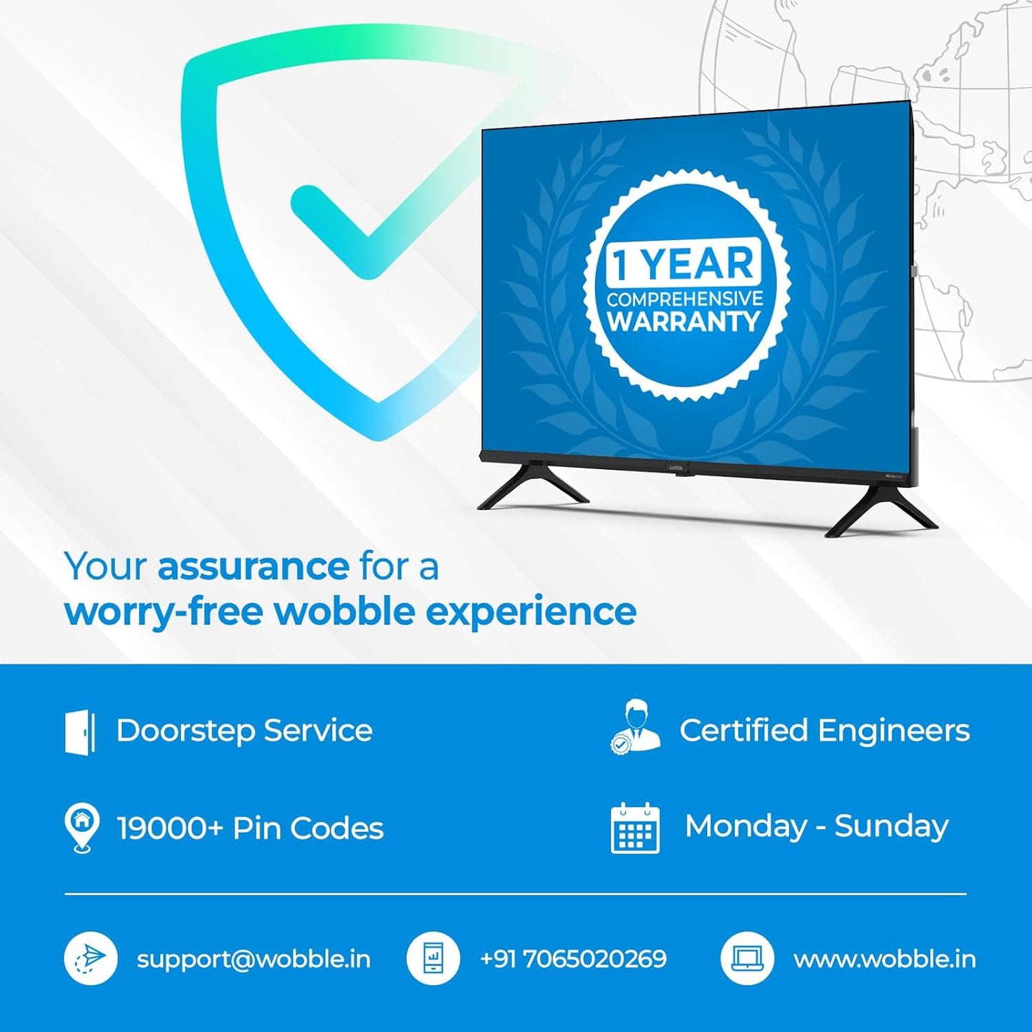 Wobble 127 cm (50 inches) UD Series 4K Ultra HD Smart LED Google TV WB50GTAW9602UDFL (Black)